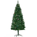 HOMCOM 1.8m Albero di Natale Artificiale con 624 Rami in PVC Ignifughi, Albero di Natale Realistico con Decorazioni e Rami Folti, Verde