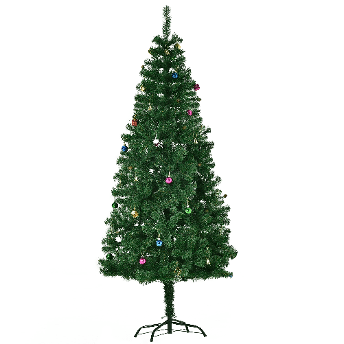 HOMCOM-1.8m-Albero-di-Natale-Artificiale-con-624-Rami-in-PVC-Ignifughi-Albero-di-Natale-Realistico-con-Decorazioni-e-Rami-Folti-Verde