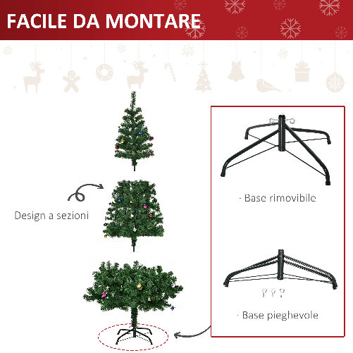 HOMCOM-1.8m-Albero-di-Natale-Artificiale-con-624-Rami-in-PVC-Ignifughi-Albero-di-Natale-Realistico-con-Decorazioni-e-Rami-Folti-Verde