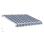 Outsunny Tenda da Sole a Bracci per Esterno con Manovella, Metallo e Poliestere, 3x2.5m Blu e Bianco