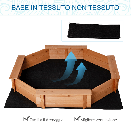 Outsunny-Sabbiera-per-Bambini-in-Legno-con-Sedili-e-Copertura-Eta-3-8-Anni-139.5x139.5x21.5cm