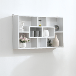 HOMCOM-Pensile-Libreria-da-Parete-Sospesa-8-Vani-in-3-Diverse-Dimensioni-Bianco-85x14.5x47.5cm