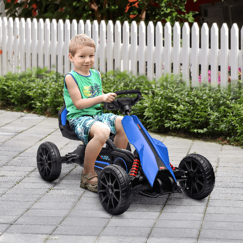 HOMCOM-Go-Kart-a-Pedali-per-Bambini-3-8-Anni-con-Sedile-Regolabile-e-Ruote-in-EVA-100x58x58.5-cm-Blu