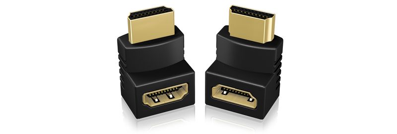 Typ-Adapter--Stecker-HDMI--Buchse-HDMI--gewinkelt--4K-Untersttzung--Packung-mit-2---Farbe-schwarz