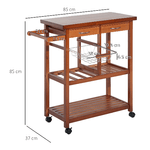 HOMCOM-Carrello-Portata-da-Cucina-in-Legno-con-Portabottiglie-Cestello-2-Ripiani-2-Cassetti-Legno-di-Pino-Resistente-Agevole-Versatile-84.5x37.2x85cm