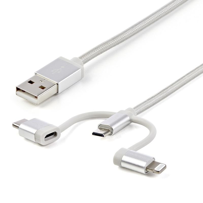 StarTech.com-Cavo-di-ricarica-multiplo-USB-da-1m---Adattatore-da-USB-a-Micro-USB-o-USB-C-o-Lightning-per-iPhone---iPad---iPod---Android---Certificato-Apple-MFi---Caricatore-USB-3-in-1---Intrecciato