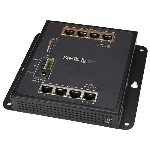 StarTech.com-Switch-industriale-a-8-porte-Gigabit-PoE---4-x-PoE--30W---Power-Over-Ethernet---Switch-gestito-GbE-Layer-L2-in-metallo-temprato---Commutatore-di-rete-Gigabit-ad-alta-potenza