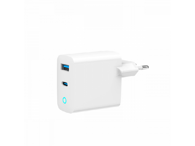 Gembird Caricatore rapido USB GaN a 2 porte 65 W LED bianco TA-UC-PDQC65L-W-01