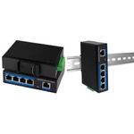 LogiLink Industrial Gigabit Ethernet Switch, 5-Port 10/100/1000 Base-TX RJ45, Plug & Play, schwarzes Metallge - 1 Stück