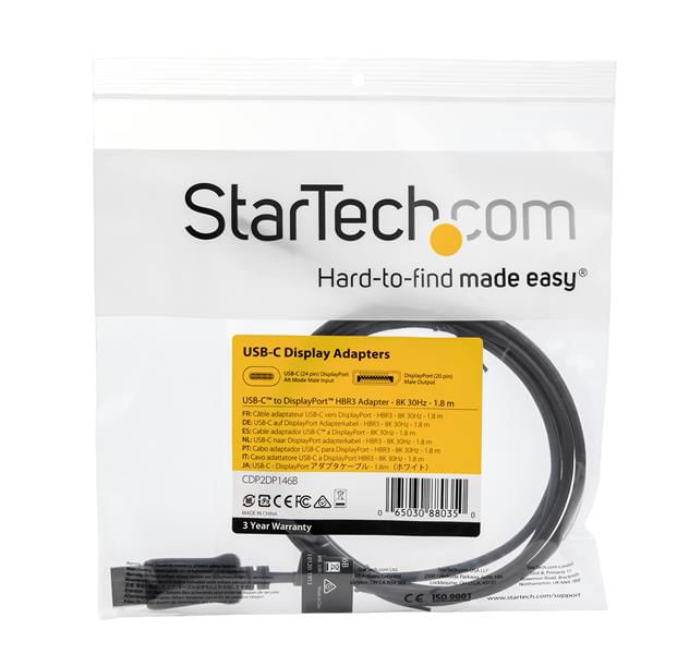 StarTech.com-Cavo-adattatore-da-USB-C-a-DisplayPort-1.4-da-1.8m---Convertiore-video-USB-tipo-C-a-DP-1.4-Alt-Mode---4K-5K-8K-HBR3-HDR-DSC---Cavo-monitor-DP-8K-60Hz-per-USB-C-Thunderbolt