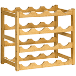 HOMCOM Scaffale Portabottiglie Vino a 4 Livelli per 16 Bottiglie in Legno di Bambù, 43x23.5x38cm