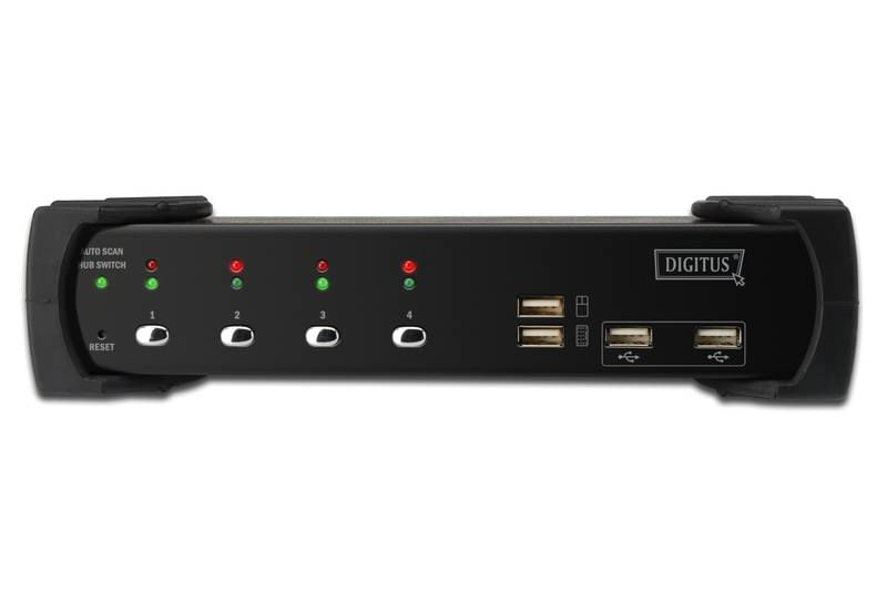 Switch-USB-DVI-KVM-Assmann-Digitus.-1-utente.-4-PC--USB--con-hub-USB-2.0-integrato-e-supporto-audio.-inclusi-2-set-di-ca