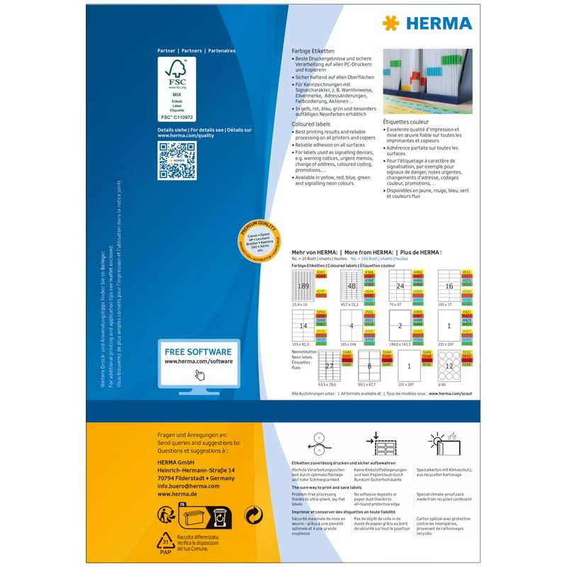 HERMA-4544-Rettangolo-arrotondato-Giallo-4800pz-etichetta-autoadesiva--4544-