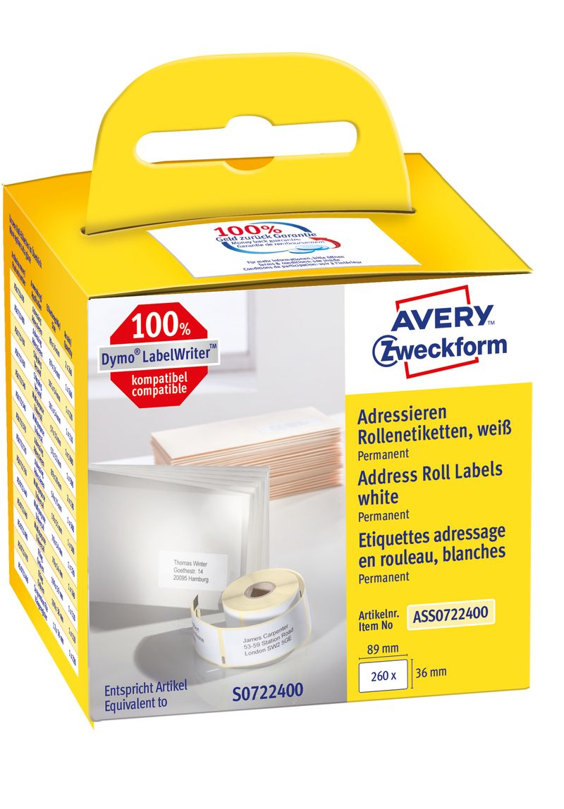 Avery-Zweckform---Carta---Adesivo-permanente---Bianco---36-x-89-mm-260-Etichetta-e---1-Rotolo-i--x-260--Etichette-rettan