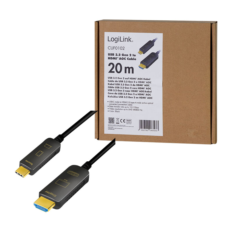 Cavo-USB-C-HDMI-4K-60Hz-LogiLink-20m-nero