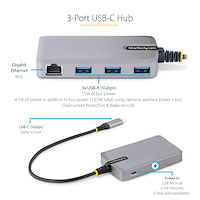 StarTech.com-Hub-USB-C-con-Ethernet-a-3-porte-USB-A-Gigabit-Ethernet-RJ45-USB-3.0-5Gbps-Alimentazione-da-bus-fino-a-15W-Cavo-lungo-30cm---Adattatore-hub-USB-Type-C-portatile--5G3AGBB-USB-C-HUB-