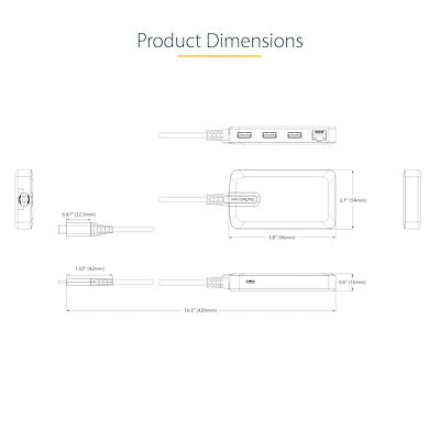 StarTech.com-Hub-USB-C-con-Ethernet-a-3-porte-USB-A-Gigabit-Ethernet-RJ45-USB-3.0-5Gbps-Alimentazione-da-bus-fino-a-15W-Cavo-lungo-30cm---Adattatore-hub-USB-Type-C-portatile--5G3AGBB-USB-C-HUB-