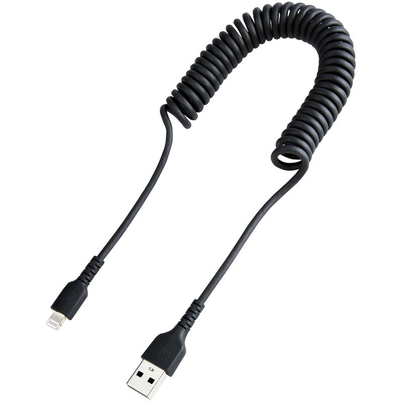 StarTech.com-Cavo-Lightning-a-USB-A-Spiralato-da-1m-Certificato-MFi-Cavetto-iPhone-di-Ricarica-in-Fibra-Aramidica-Resistente-con-Rivestimento-in-TPE-Adattatore-Lightening-USB-Nero--RUSBALT1MBC-