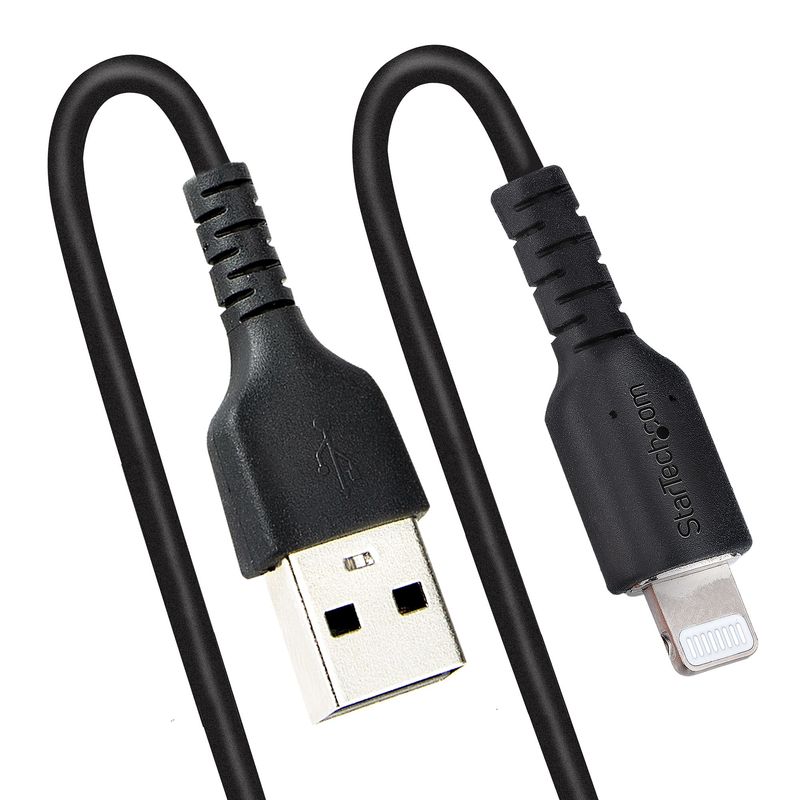 StarTech.com-Cavo-Lightning-a-USB-A-Spiralato-da-1m-Certificato-MFi-Cavetto-iPhone-di-Ricarica-in-Fibra-Aramidica-Resistente-con-Rivestimento-in-TPE-Adattatore-Lightening-USB-Nero--RUSBALT1MBC-