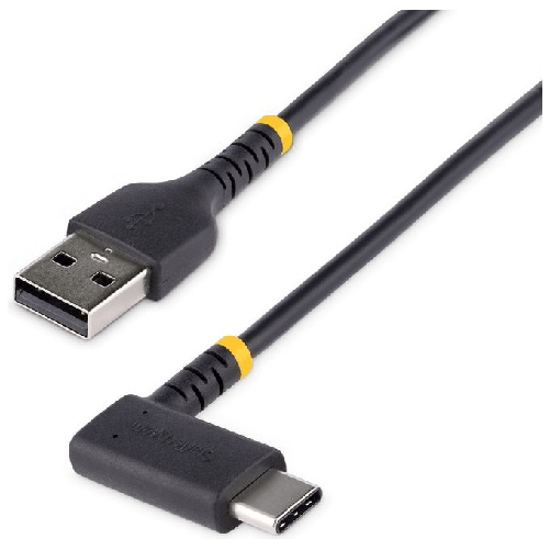 StarTech.com-Cavo-da-USB-A-a-USB-C-a-90°-da-1m---Cavetto-di-Ricarica-Veloce-USB-Tipo-C-per-uso-intensivo---Cavo-Dati-da-USB-2.0-Type-A-a-Type-C-in-Fibra-Aramidica---3A---Nero--R2ACR-1M-USB-CABLE-