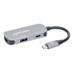 Manhattan 190299 replicatore di porte e docking station per laptop Cablato USB 3.2 Gen 1 (3.1 Gen 1) Type-C Argento