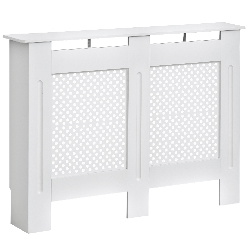 HOMCOM Copritermosifone in Legno Copertura Moderna 111.5 × 82 × 19cm Verniciato Bianco