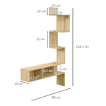 HOMCOM-Mensola-Portaoggetti-in-MDF-con-Ripiani-Aperti-per-Soggiorno-e-Camera-da-Letto-80x20x128.5-cm-Rovere