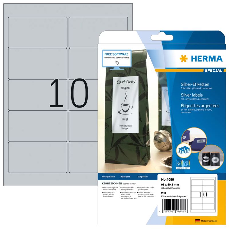 HERMA-SuperPrint-LaserCopy---etichette-in-lamina---argento---508-x-96-mm---250-pezzi.--25-fogli-x-10---4099-