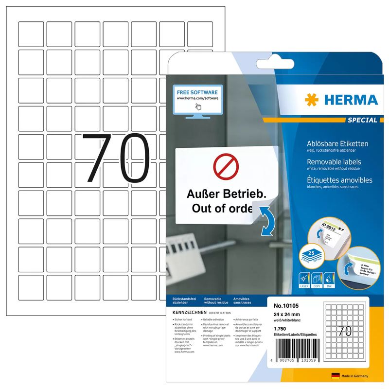 HERMA---Etichette-in-carta-opaca-autoadesive-rimovibili---bianco---24-x-24-mm-1750-etichetta-e---25-fogli-x-70---10105-