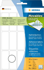 HERMA-Movables---Etichette-autoadesive-rimovibili-opaco---bianco---20-x-50-mm---480-etichetta-e---32-fogli-x-15-----1061