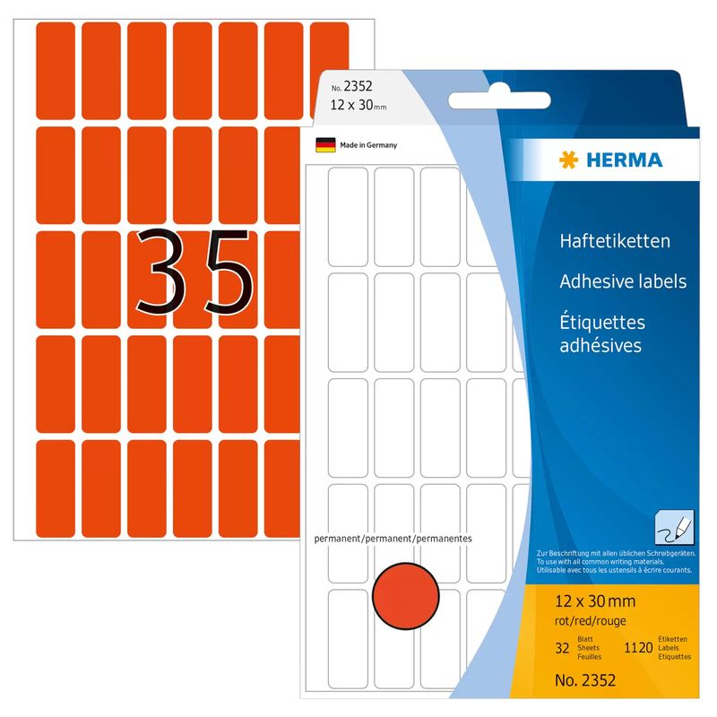 HERMA---Adesivo-permanente---Rosso---12-x-30-mm-1120-etichetta-e---32-fogli-x-35--etichette