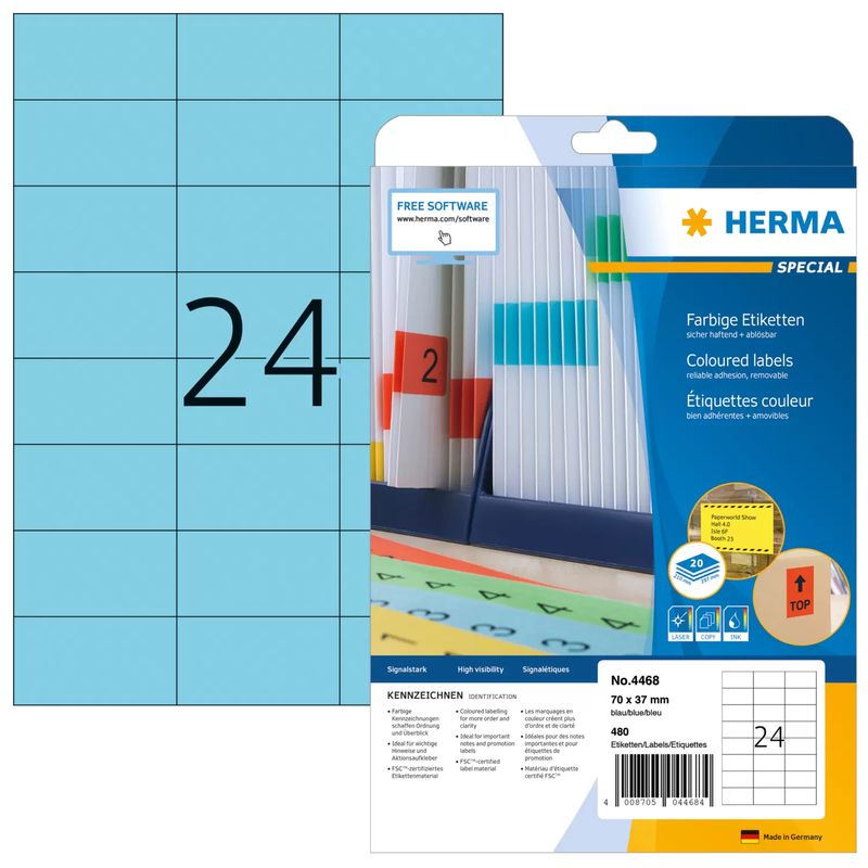 HERMA-Special---Permanent-selbstklebende-matte-Papieretiketten---Blau---70-x-37-mm---480-Etikett-en---20-Bogen-x-24---4