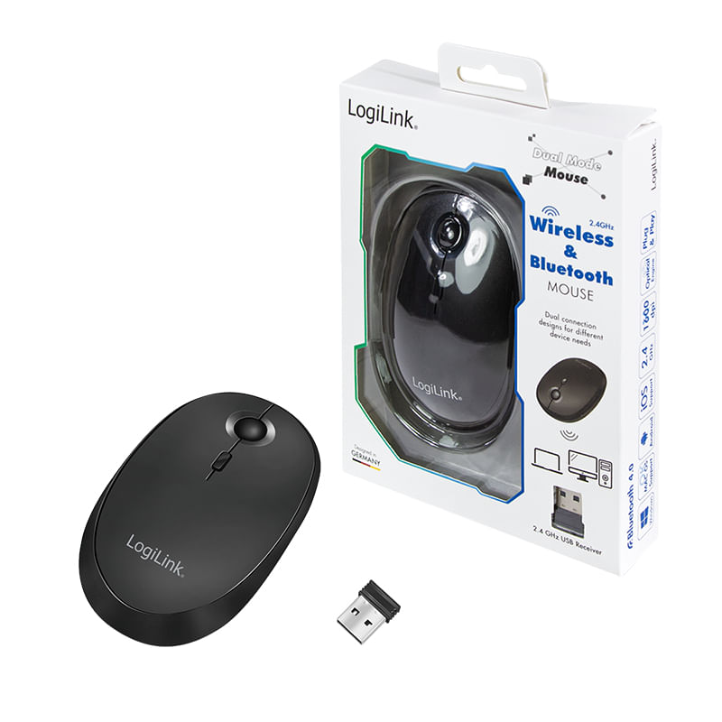 Mouse-ottico-LogiLink-24-GHz-nero-Bluetooth-senza-fili