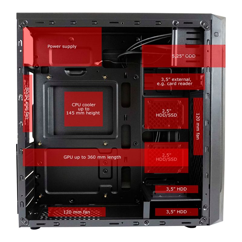 Case-MidiTower-ATX-7040B-nero-USB3.2-Audio-senza-alimentatore-e-ventola