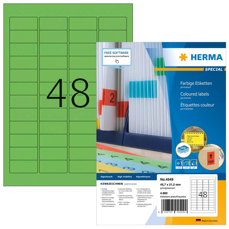 HERMA-4549-Rettangolo-Verde-4800pezzo-i--etichetta-autoadesiva--4549-