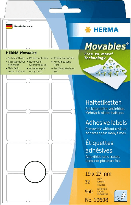 HERMA-Movables---Etichette-autoadesive---bianco---19-x-27-mm-960-pezzi.--32-fogli-x-30---10608-