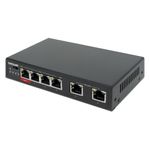 Intellinet - Switch - 3 x 10/100 (PoE)  1 x 10/100 (Hi-PoE)  2 x 10/100 (Uplink) - Desktop - High PoE / PoE (65 W)