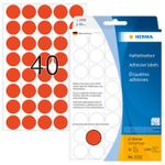 HERMA - carta - opaca - adesivo permanente - rosso - 19 mm rotondo 1280 etichetta(e) (32 fogli x 40) etichette