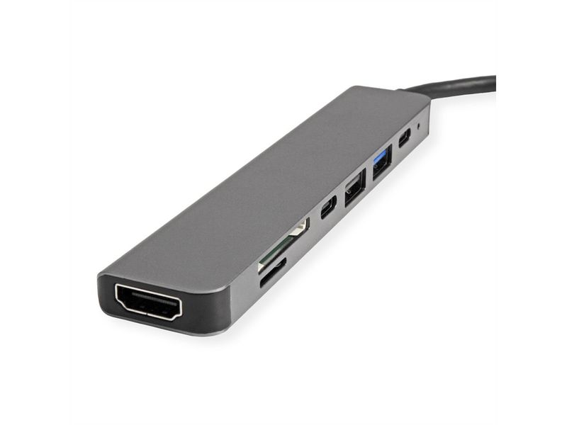 VALUE-USB-C-Dock-HDMI-2x-USB-A-2.0-3.2G-SD-TF-PD-4K---Digital-Daten---Digital-Display-Video--12.99.1136-