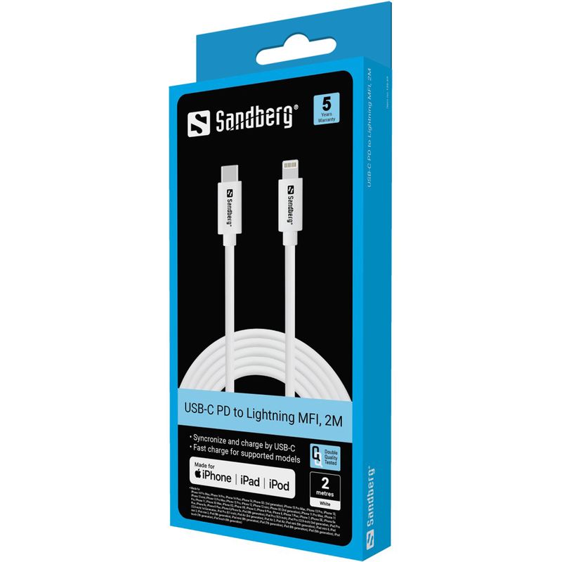 Sandberg-USB-C-PD-to-Lightning-MFI-2M-Bianco