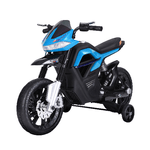 HOMCOM Moto Elettrica per Bambini da 6V con Rotelle e Fari, in PP e Metallo, 105x52.3x62.3 cm, Azzurro e Nero