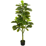 HOMCOM Pianta Artificiale di Ficus da 150 cm a 75 Foglie e 4 Rami con Vaso Ø15x12.5 cm, per Interni ed Esterni, Verde