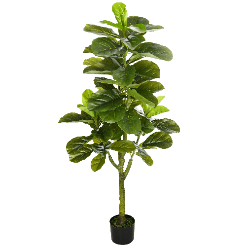 HOMCOM-Pianta-Artificiale-di-Ficus-da-150-cm-a-75-Foglie-e-4-Rami-con-Vaso-Ø15x12.5-cm-per-Interni-ed-Esterni-Verde