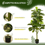 HOMCOM-Pianta-Artificiale-di-Ficus-da-150-cm-a-75-Foglie-e-4-Rami-con-Vaso-Ø15x12.5-cm-per-Interni-ed-Esterni-Verde