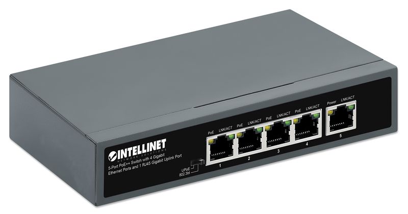 Switch-PoE-Intellinet-a-5-porte-con-porta-uplink-da-4-Gb--1-RJ45-Gb