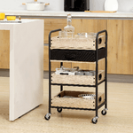 HOMCOM-Carrello-da-Cucina-a-4-Livelli-con-Cassetto-e-Vassoi-Portavivande-Legno-e-Acciaio-45x35x79.5cm