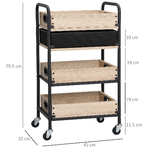 HOMCOM-Carrello-da-Cucina-a-4-Livelli-con-Cassetto-e-Vassoi-Portavivande-Legno-e-Acciaio-45x35x79.5cm