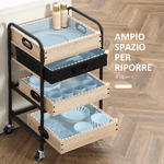 HOMCOM-Carrello-da-Cucina-a-4-Livelli-con-Cassetto-e-Vassoi-Portavivande-Legno-e-Acciaio-45x35x79.5cm