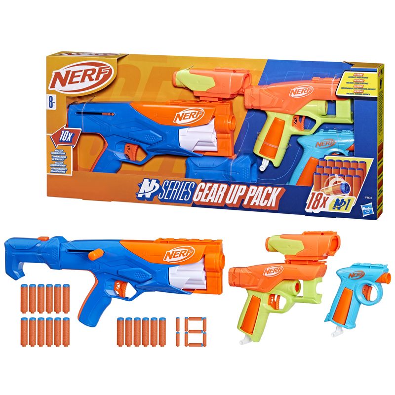 Nerf-N-Series-N--Series---Gear-Up-Pack-confezione-da-3-blaster-18-dardi-N1-giocattoli-per-giochi-all-aperto-per-bambini-e-bambine-dagli-8-anni-in-su