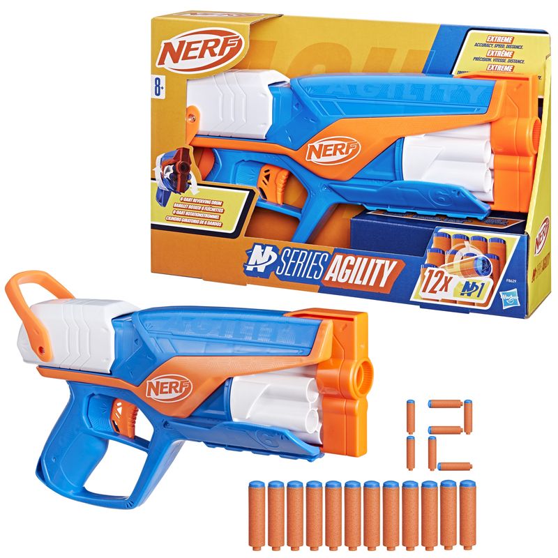 Nerf-N-Series-N-Series-Agility-blaster-con-12-dardi-N1-tamburo-da-6-dardi-giocattoli-per-bambini-e-bambine-dagli-8-anni-in-su